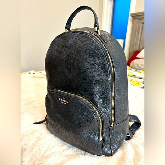 Kate Spade Backpack Pebble Leather Black Medium - Picture 1 of 5